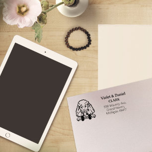 Poodle Dog Return Address Rubber Stamp