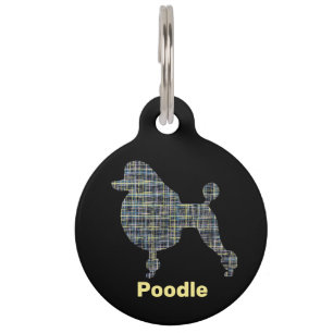Poodle Dog Silhouette Grid ID Pet ID Tag