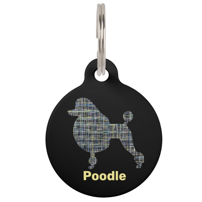 Poodle Dog Silhouette Grid ID Pet ID Tag (Front)
