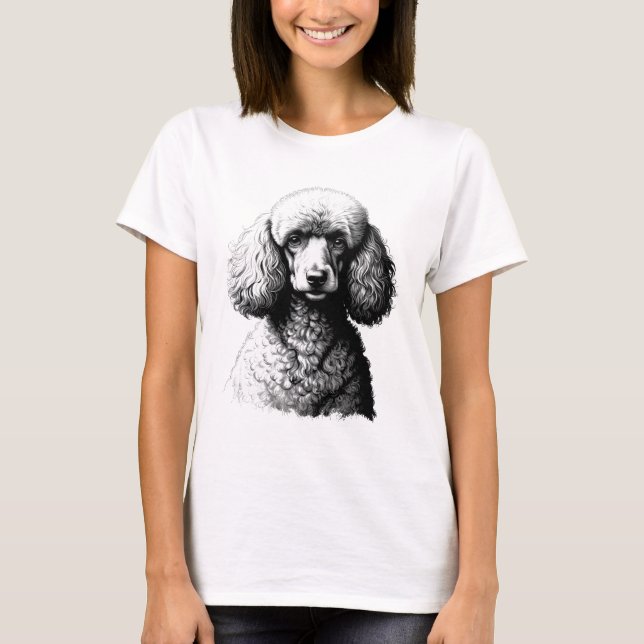 Poodle Dog Sketch Art Women’s White Tee (Front)