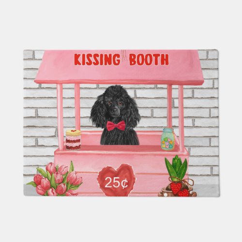 poodle Dog Valentines Day Kissing Booth Doormat
