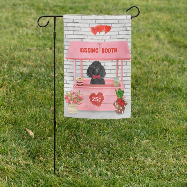 poodle Dog Valentine's Day Kissing Booth  Garden Flag (In SItu)