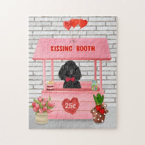 poodle Dog Valentines Day Kissing Booth Jigsaw Puzzle