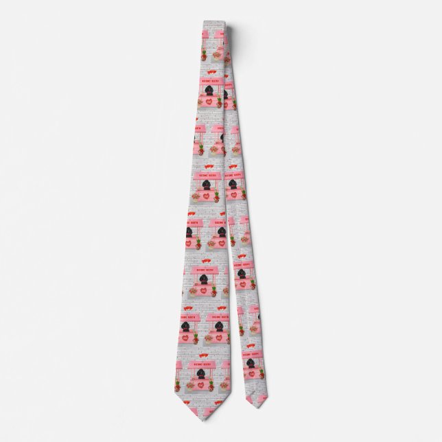 poodle Dog Valentine's Day Kissing Booth Neck Tie (Front)