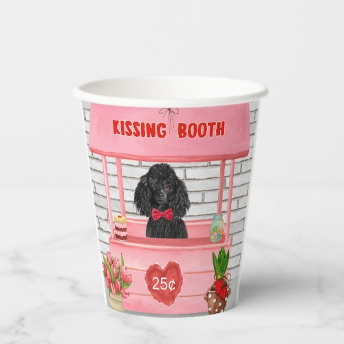 poodle Dog Valentines Day Kissing Booth Paper Cups