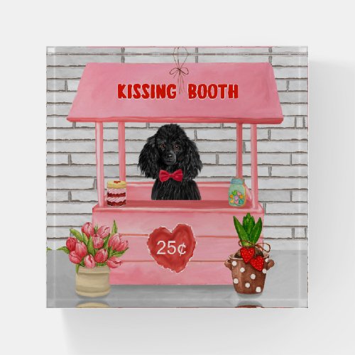 poodle Dog Valentines Day Kissing Booth Paperweight