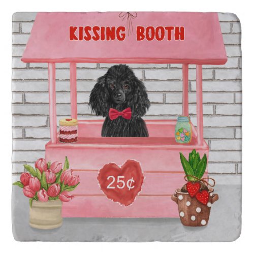 poodle Dog Valentines Day Kissing Booth Trivet