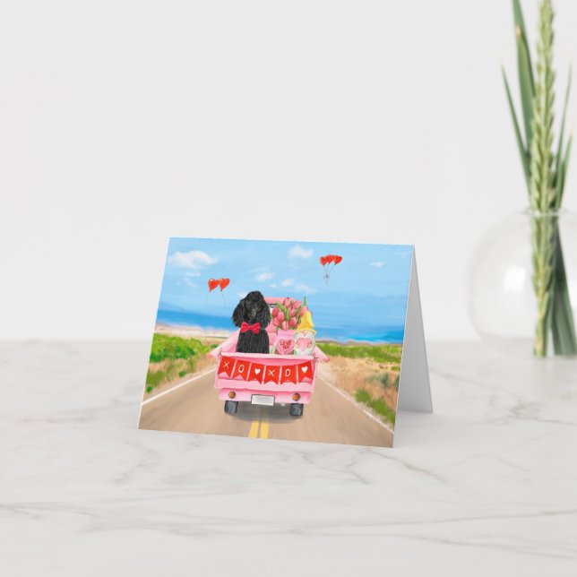 Poodle Dog Valentine's Day Truck Hearts Card (Front)