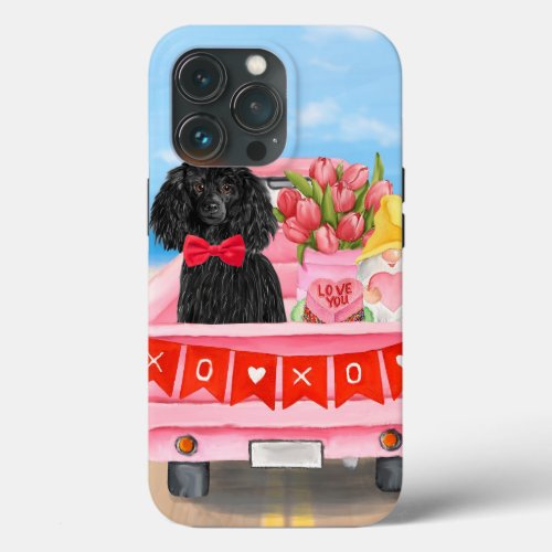 Poodle Dog Valentines Day Truck Hearts iPhone 13 Pro Case