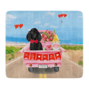 Poodle Dog Valentine's Day Truck Hearts Cutting Board