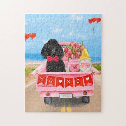 Poodle Dog Valentines Day Truck Hearts Jigsaw Puzzle