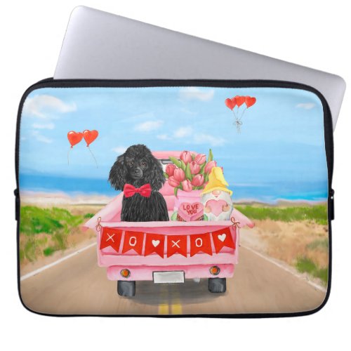 Poodle Dog Valentines Day Truck Hearts Laptop Sleeve