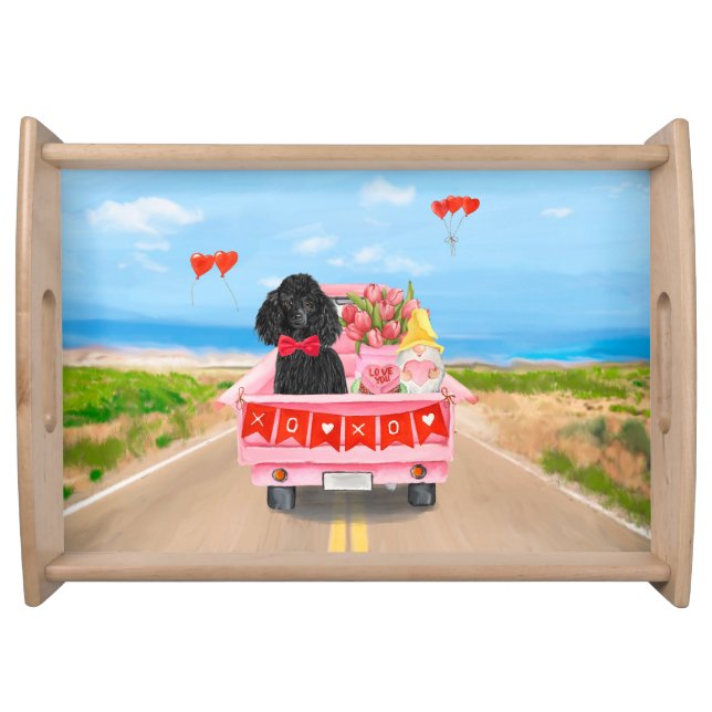 Poodle Dog Valentine's Day Truck Hearts  Serving Tray (Front)