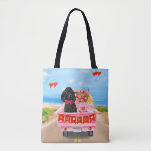 Poodle Dog Valentine's Day Truck Hearts Tote Bag