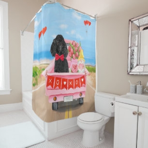 Poodle Dog Valentine's Day Truck Shower Curtain