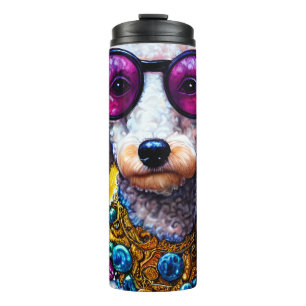 Poodle Dog Wearing Oversized Glasses Thermal Tumbler