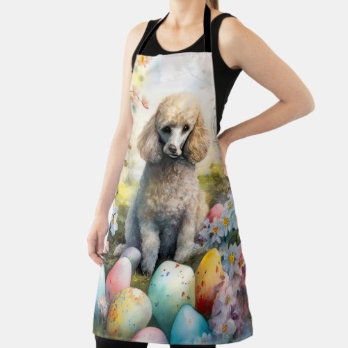 Poodle Dog with Easter Eggs Holiday Apron