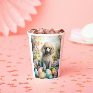 Poodle Dog with Easter Eggs Holiday Paper Cups