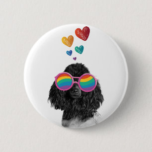 Poodle Dog with Hearts Valentine's Day  Button