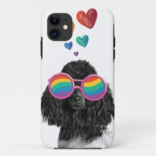 Poodle Dog with Hearts Valentines Day iPhone 11 Case