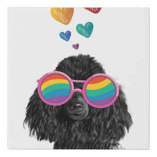 Poodle Dog with Hearts Valentine's Day Faux Canvas Print