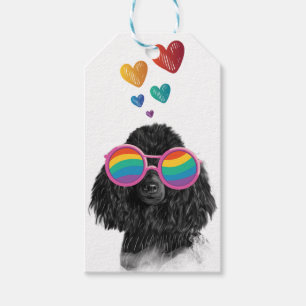 Poodle Dog with Hearts Valentine's Day Gift Tags