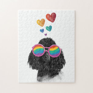 Poodle Dog with Hearts Valentine's Day  Jigsaw Puzzle