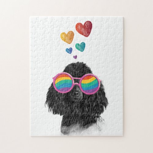 Poodle Dog with Hearts Valentines Day  Jigsaw Puzzle