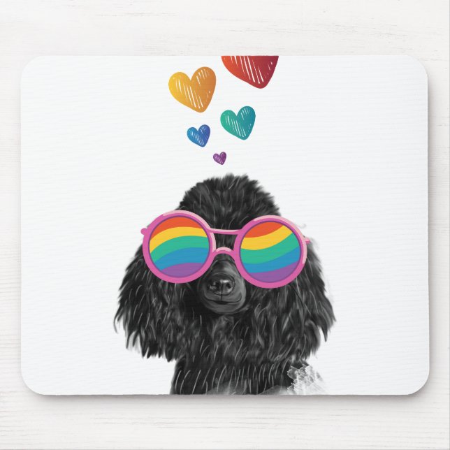Poodle Dog with Hearts Valentine's Day  Mouse Pad (Front)