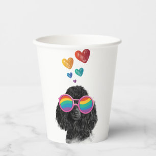 Poodle Dog with Hearts Valentine's Day  Paper Cups