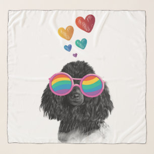 Poodle Dog with Hearts Valentine's Day Scarf
