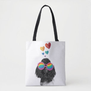 Poodle Dog with Hearts Valentine's Day Tote Bag