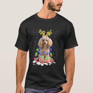 Poodle Dog Xmas Ugly Christmas lights T-Shirt