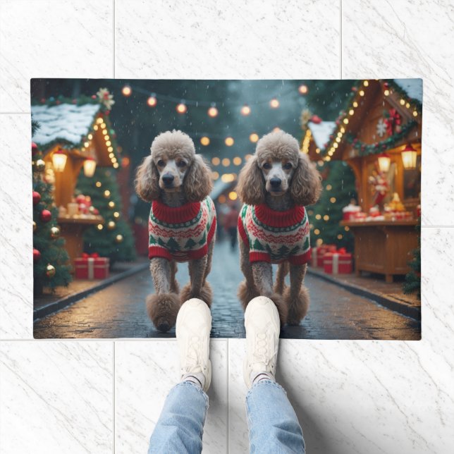 Poodle Dogs Christmas Snow Holiday  Doormat (Indoor)