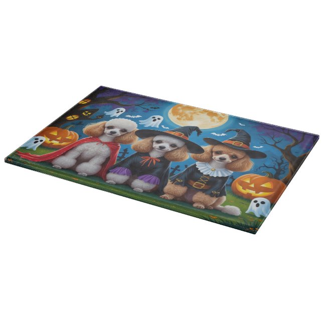 Poodle Dogs Pumpkin Halloween Funny Cutting Board (Corner)