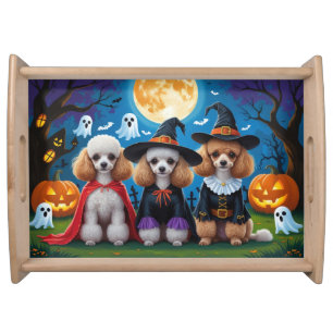 Poodle Dogs Pumpkin Halloween Funny Serving Tray