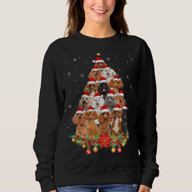 Poodle Dogs Tree Christmas Sweater Xmas Pet Animal (Front)