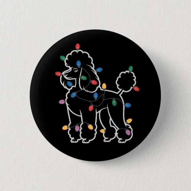 Poodle Dogs Tree Christmas Xmas Pet Animal Dog  Button (Front)