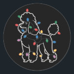 Poodle Dogs Tree Christmas Xmas Pet Animal Dog  Classic Round Sticker<br><div class="desc">Poodle Dogs Tree Christmas Xmas Pet Animal Dog Gifts</div>