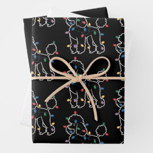 Poodle Dogs Tree Christmas Xmas Pet Animal Dog Wrapping Paper Sheets