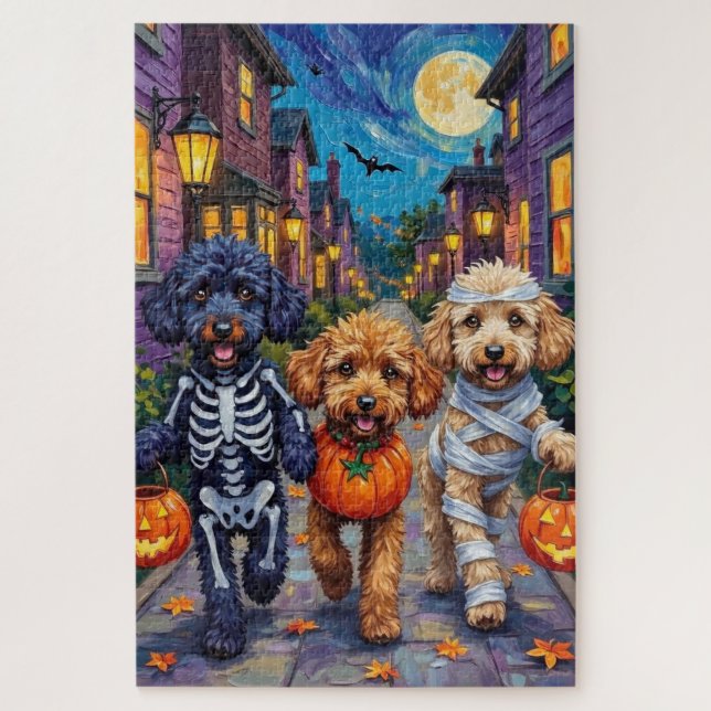 Poodle Dogs Trick-or-Treating Halloween Costumes Jigsaw Puzzle (Vertical)