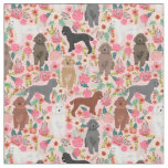 poodle dogs vintage florals pink fabric