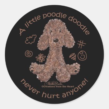 Poodle Doodle Classic Round Sticker by creationhrt at Zazzle