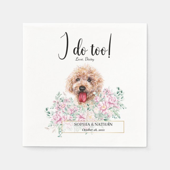 Poodle Doodle Dog Wedding Cocktail Napkins (Front)
