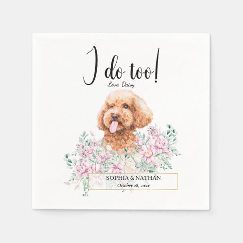 Poodle Doodle Dog Wedding Cocktail Napkins