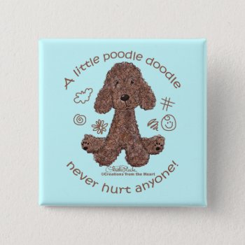 Poodle Doodle Pinback Button by creationhrt at Zazzle