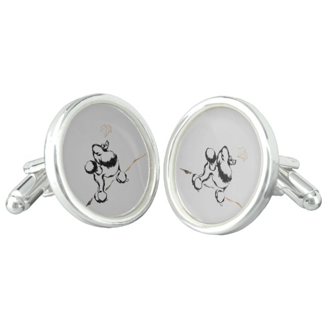 Poodle Drawing black Cufflinks (Angled)