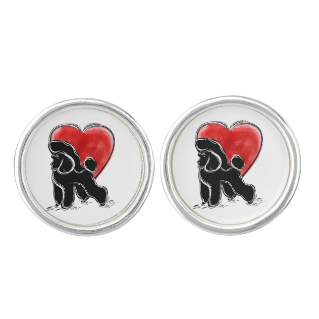 Poodle Drawing Cufflinks (Front)
