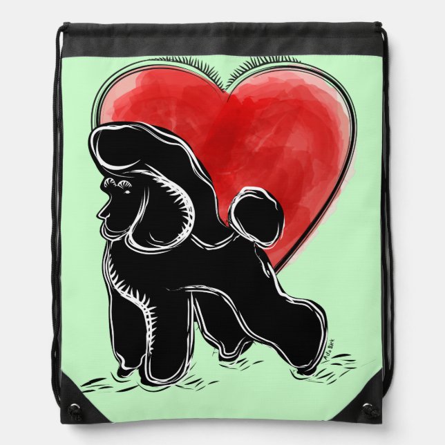 Poodle Drawing Drawstring Bag (Front)