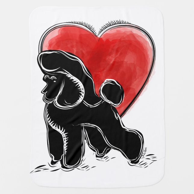 Poodle Drawing Receiving Blanket (Front)